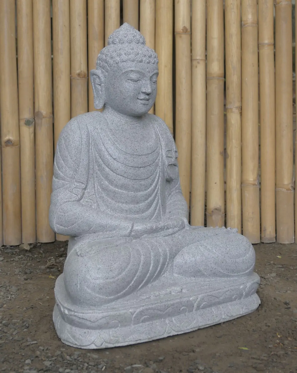  Product image 2 of the product “Seated Buddha made of Riverstone in Dhyana position - gesture of meditation, H.62 cm, natural. ”